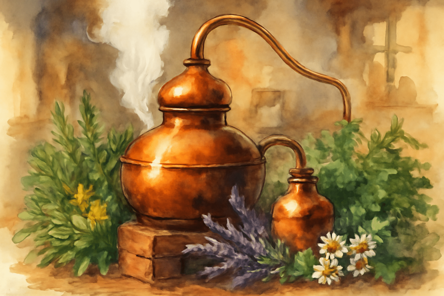 Distillation des huiles essentielles dans un alambic en cuivre traditionnel