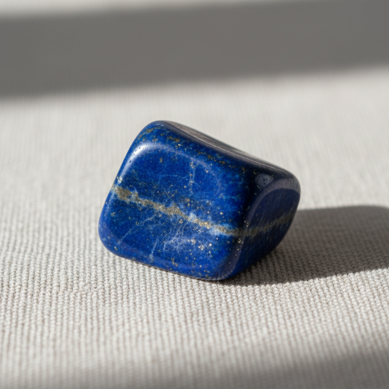 Pierre de lapis-lazuli polie aux vertus bleu profond avec inclusions de pyrite dorée